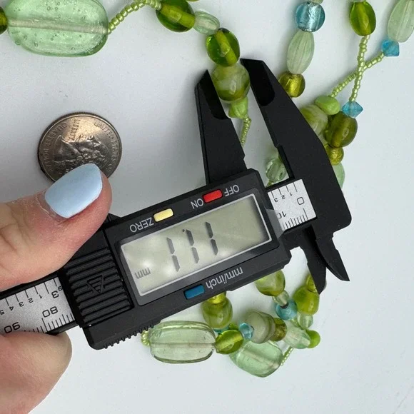 Long Art Glass Bead Strand Necklace Green Turquoise Blue Boho Mixed Media 41 In - Picture 6 of 8